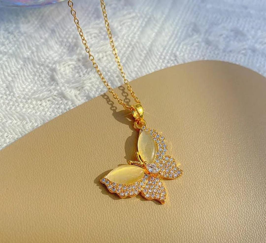 Elegant Slight Drop Butterfly Anti Tarnish Necklace