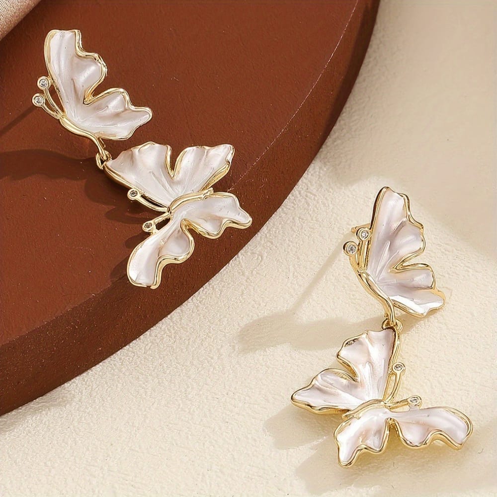 Double Hanging Butterfly Korean Earings