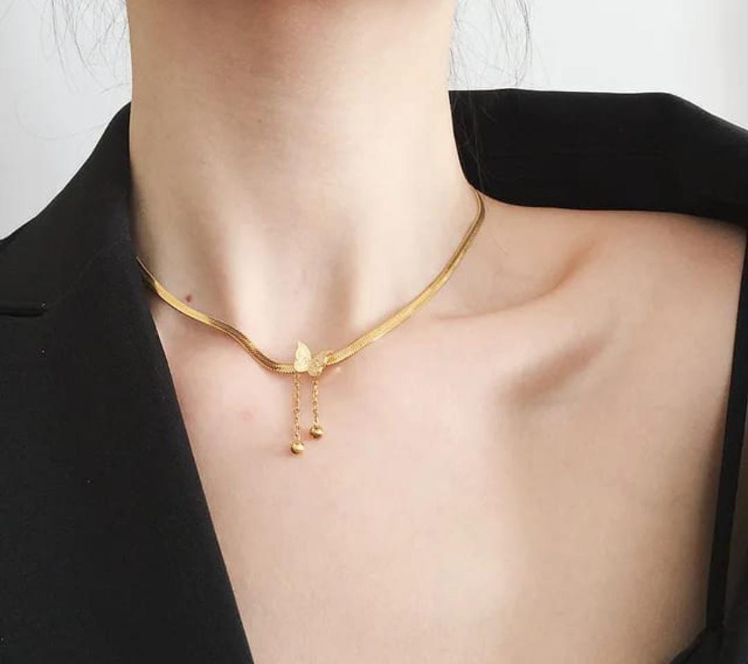 Elegant Butterfly Drop Anti Tarnnish Necklace