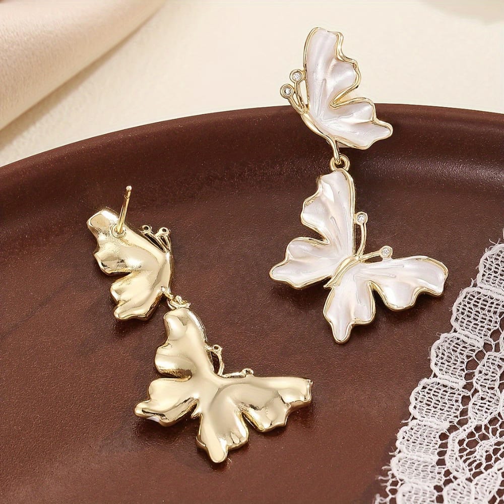 Double Hanging Butterfly Korean Earings
