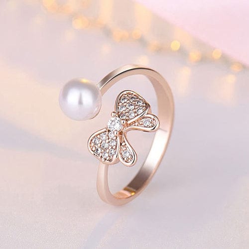 Bow Pearl Band Korean Ring