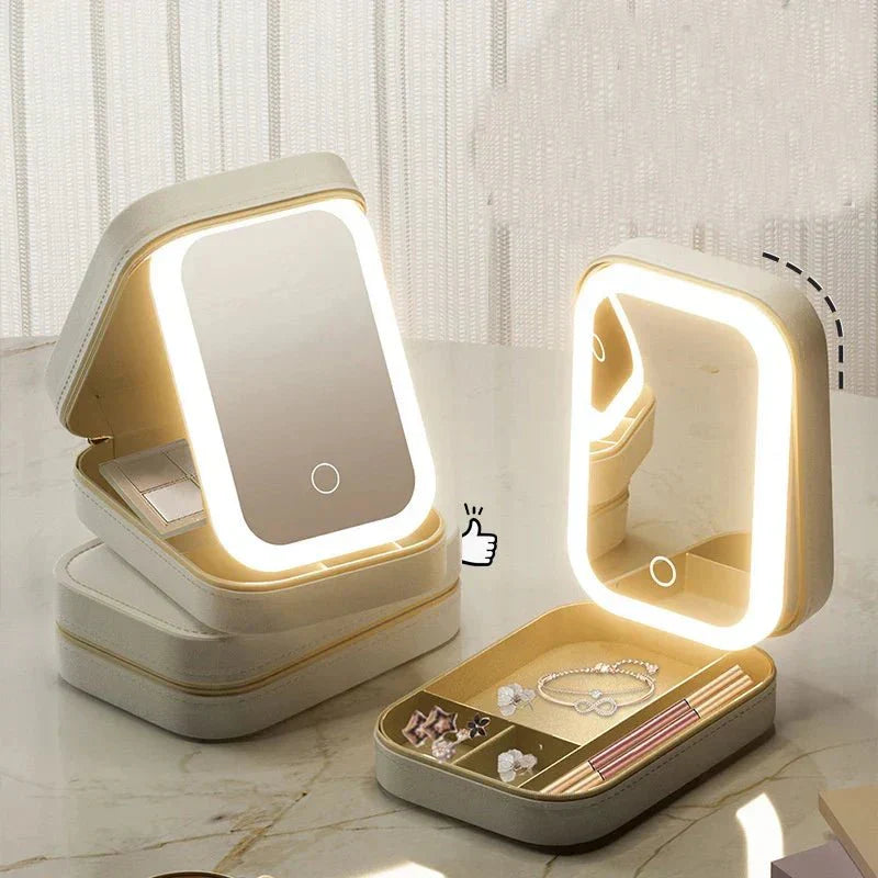 Compact Makeup Vanity With LED Mirror