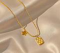 Checkboard Star Anti Tarnish Necklace