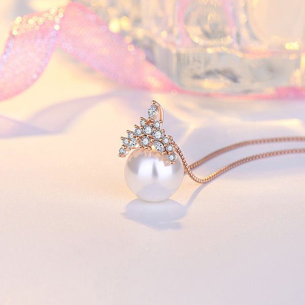 Crown Like Pearl AD Korean Necklace
