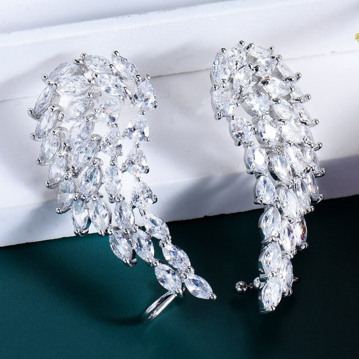 Wing Shape Anti Tarnish AD Studded Earrings