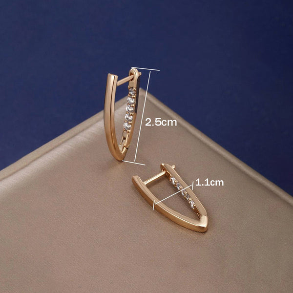 Exiquite V shaped AD Studded Hoop Earrings