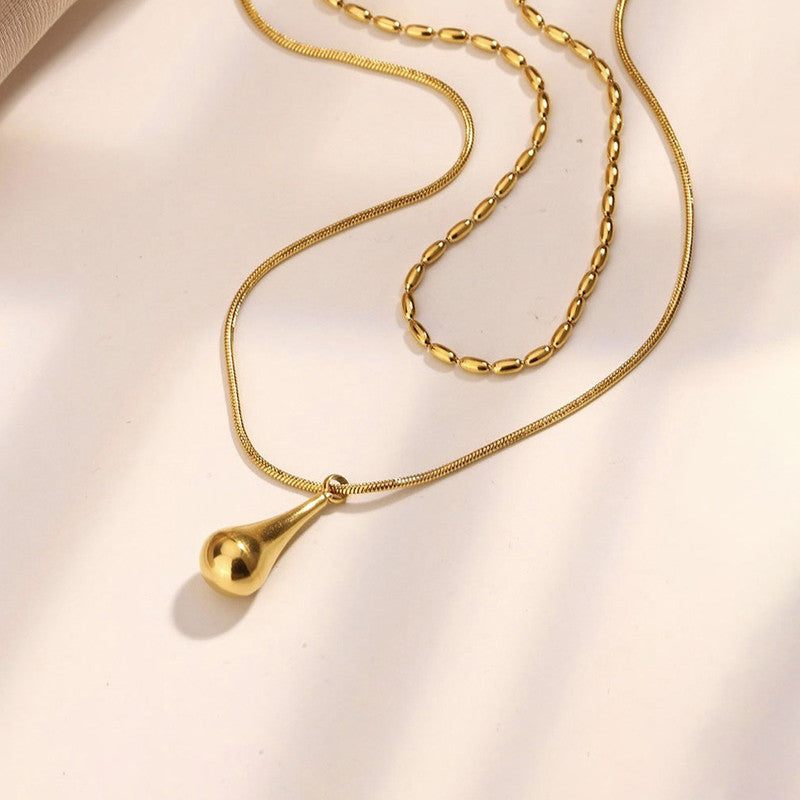Minimalistic Teardrop Layered Anti Tarnish Necklace