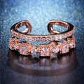 Checkered Adjustable Rose Gold Plated American Diamond Ring