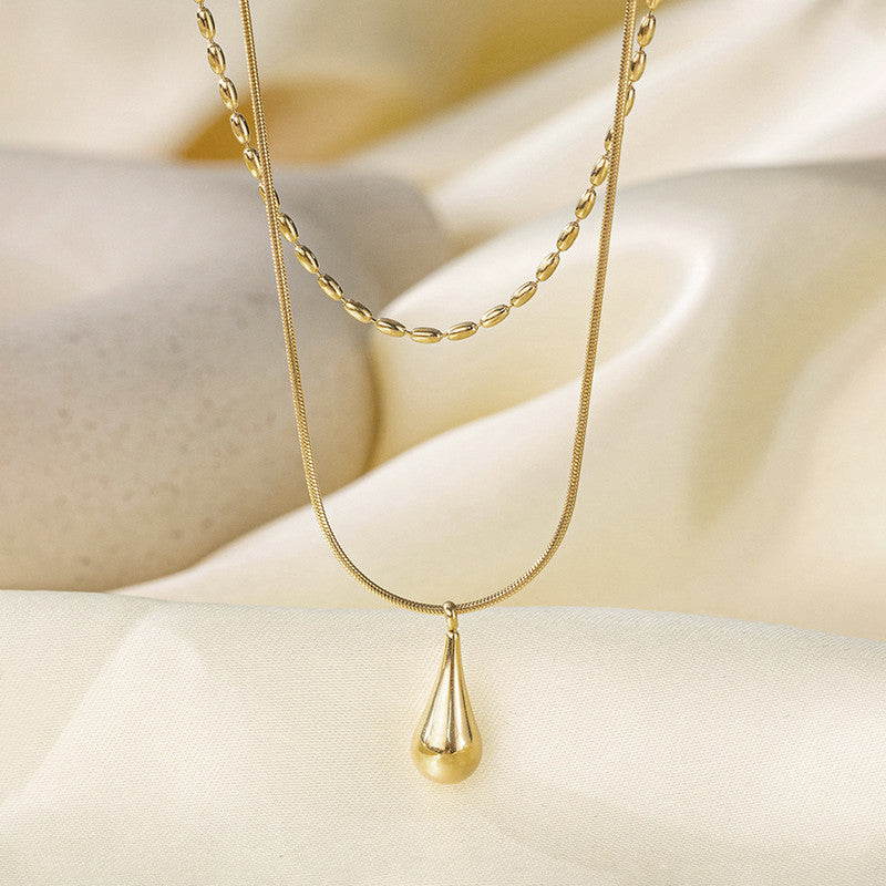 Minimalistic Teardrop Layered Anti Tarnish Necklace